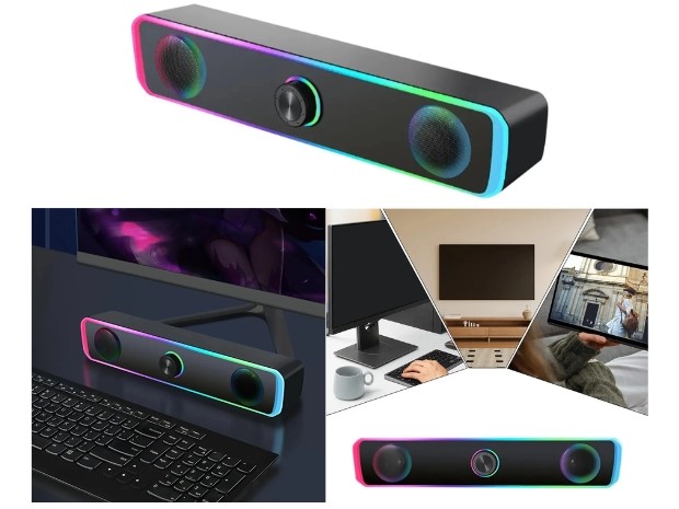 &ua PARLANTE BARRA SONIDO PARA PC + LUCES (OE44021)